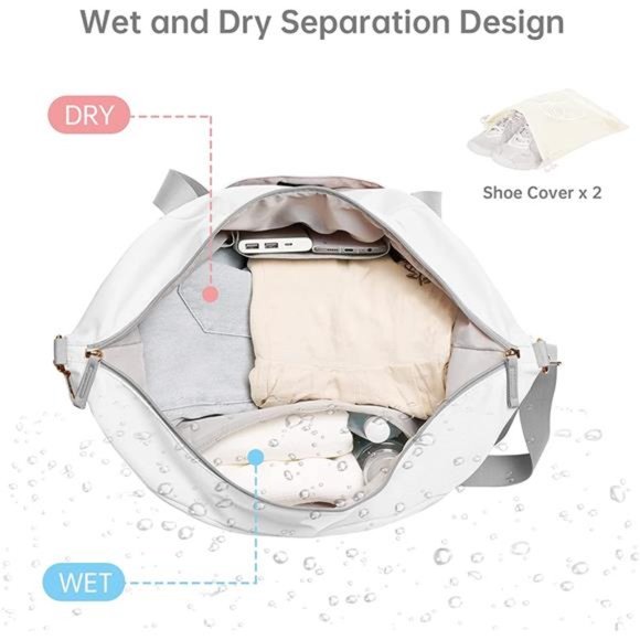 Gym Bag for Women Sports Travel Duffel w/ USB Charging Port Weekender Overnight - Picture 3 of 8